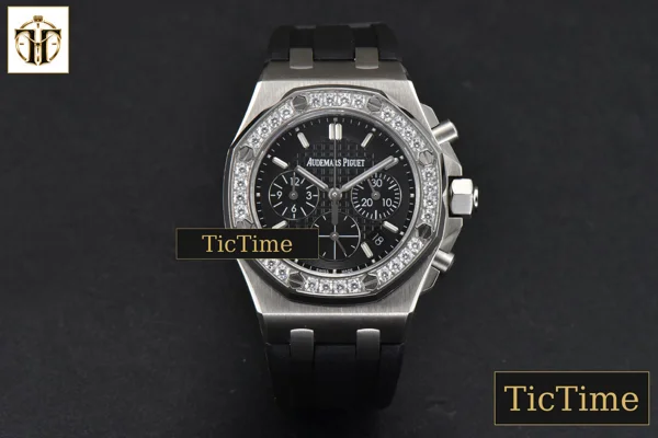 Foto frontal — Offshore Ladies 26231ST 37mm RXWF Diamond Black Dial Black Subdial Black Rubber Strap Quartz