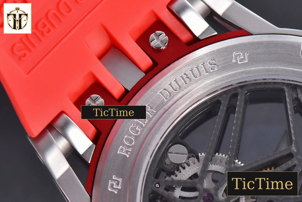 Excalibur Sports Tourbillon 46mm JBF Titanium Skeleton Dial Black Crown Red Rubber Strap — foto 19