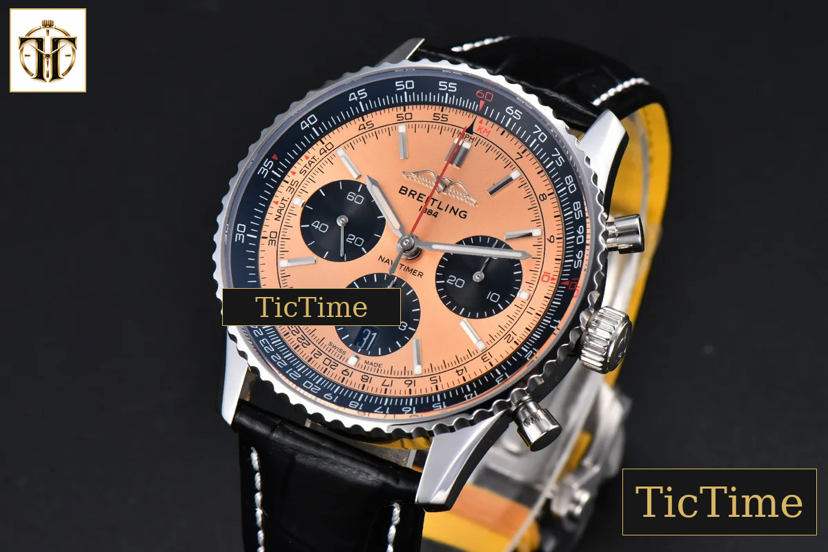 Navitimer B01 43mm BLSF RG Dial Black Subdial Black Leather Strap A7750 — foto 4