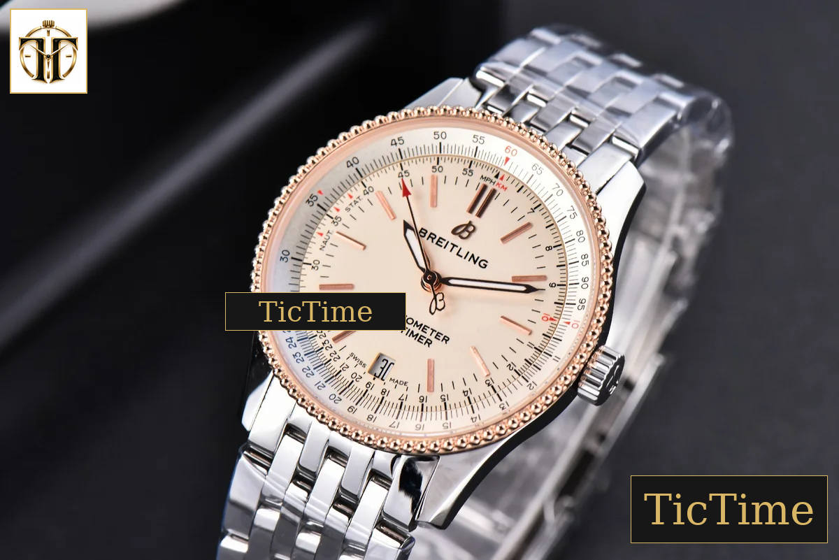 Navitimer 38mm TF RG White Dial White Bezel SS Bracelet A2824 — foto 5