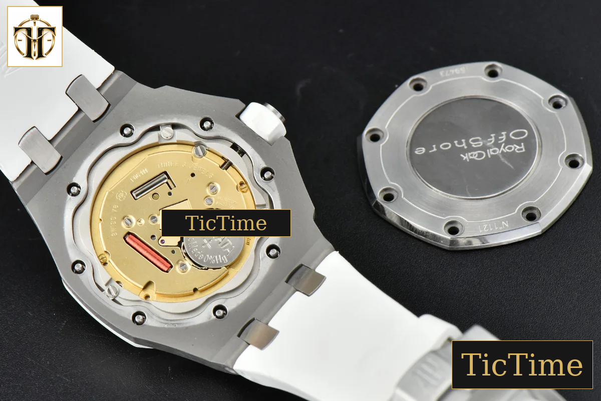 Royal Oak Offshore Ladies 33mm RXWF SS Moissanite White Dial Diamonds Bezel White Rubber Strap Swiss Quartz — foto 19