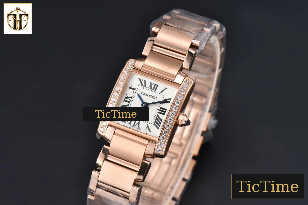 Tank Francaise Small 25.7mmx21.2mm 8848F Diamond Bezel RG Bracelet Quartz — foto 5