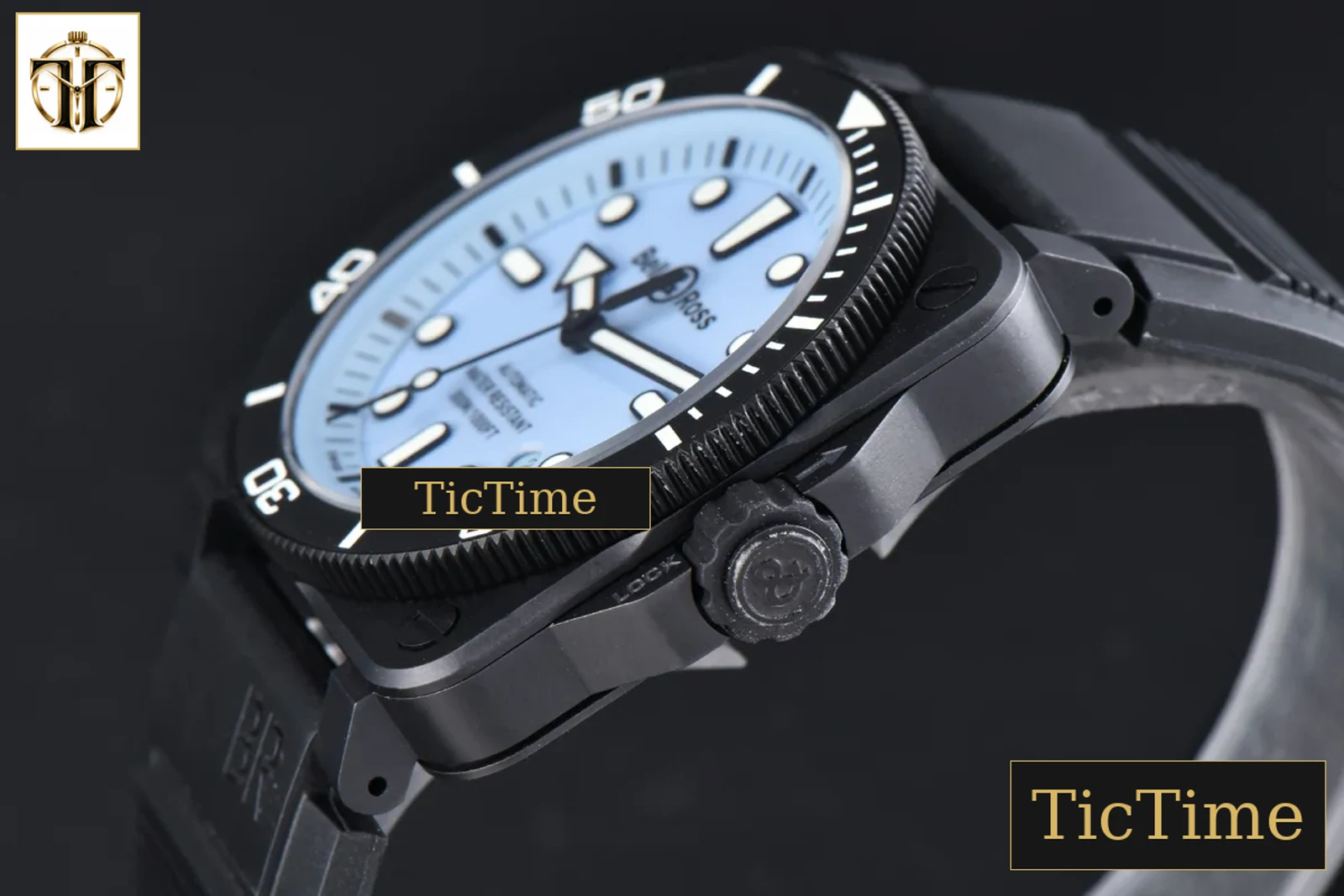 BR03-92 M+F Full Lume Ceramic Case Light Blue Dial Black Rubber Strap A2892 — foto 12