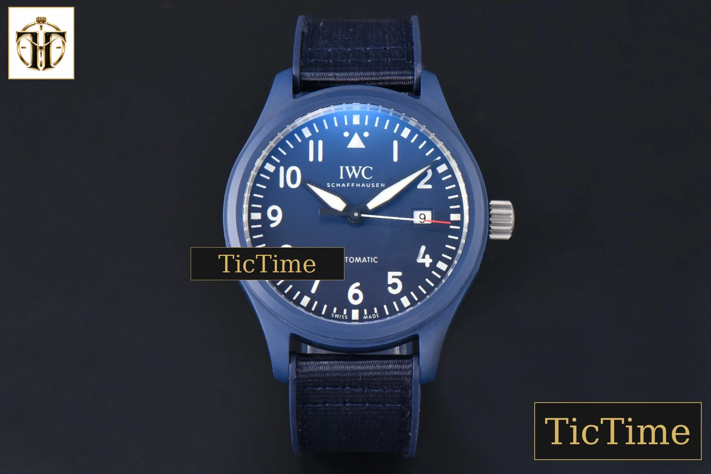 Vista frontal — Laureus IW328101 41mm V7F Blue Ceramic Blue Dial Nylon/Rubber Strap
