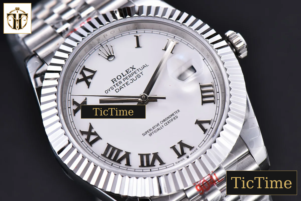 Datejust 41mm GMF SS White Dial Roma Marker Fluted Bezel Jubille Bracelet VR3235 — foto 14