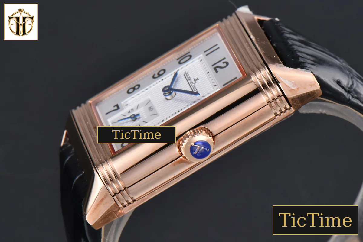 Master Reverso Tribute Small Seconds 30x47mm MGF RG White Square Dial Black Leather Strap A854A — foto 10