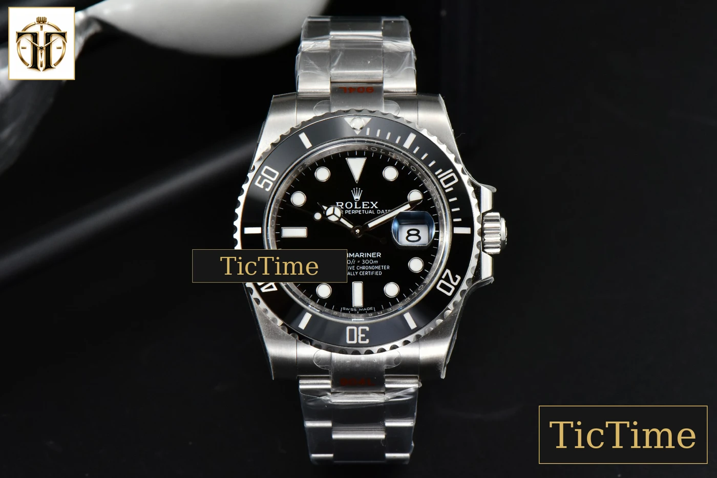 Vista frontal — Submariner LN 126610 41mm GMF Black Ceramic Black Dial SS Bracelet VR3235