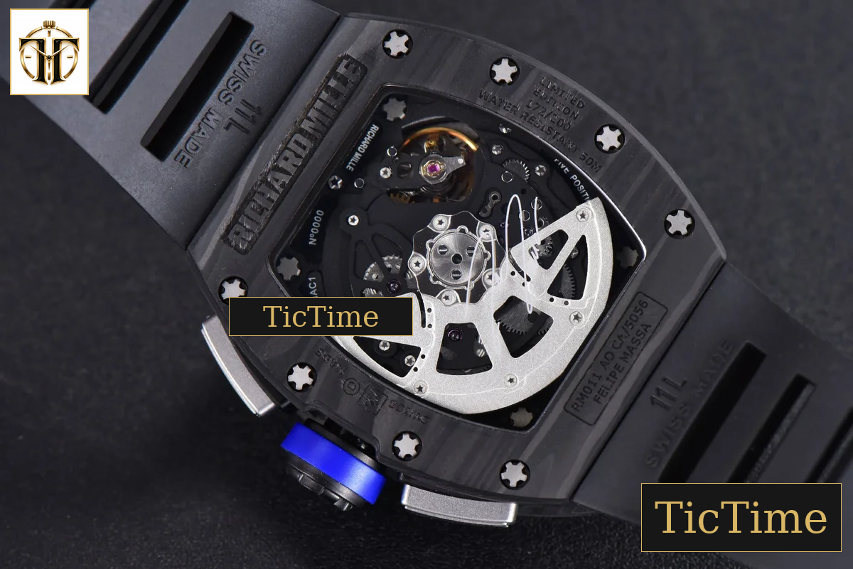 NTPT Chrono RM011 KVF Skeleton Dial Blue Crown Black Rubber Strap V2 A7750 — foto 14