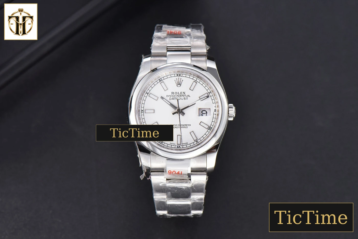 Vista frontal — DateJust 36mm GMF SS Smooth Bezel White Dial Lume Marker Oyster Bracelet VR3235
