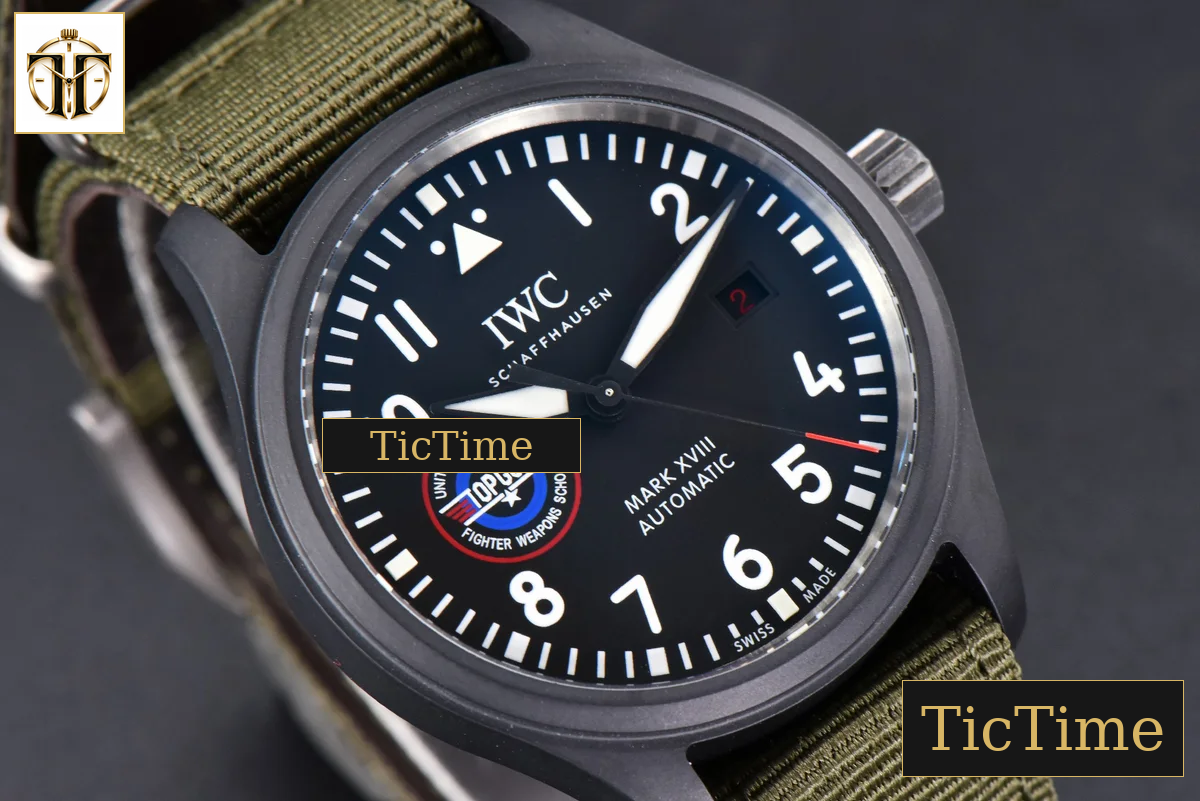 Mark XVIII Top Gun IW324712 41mm ZF Black Ceramic Green Nylon Strap A32111 — foto 11