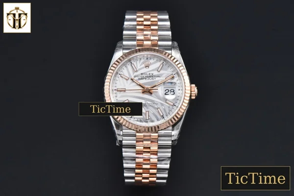 Foto frontal — DateJust 126331 36mm VSF RG/SS Sliver Palm Dial RG/SS Jubilee Bracelet VS3235