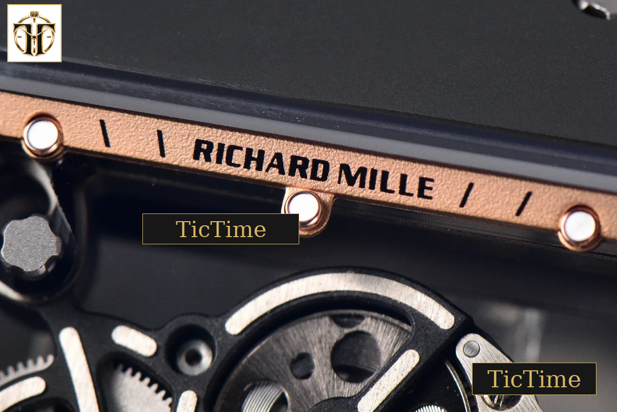 RM055 42.7mm ZF Ceramic Black Bezel Gold Skeleton Dial Black Crown Black Rubber Strap RMUL2 — foto 6