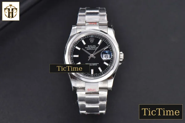Foto frontal — DateJust 36mm GMF SS Smooth Bezel Black Dial Lume Marker Oyster Bracelet VR3235