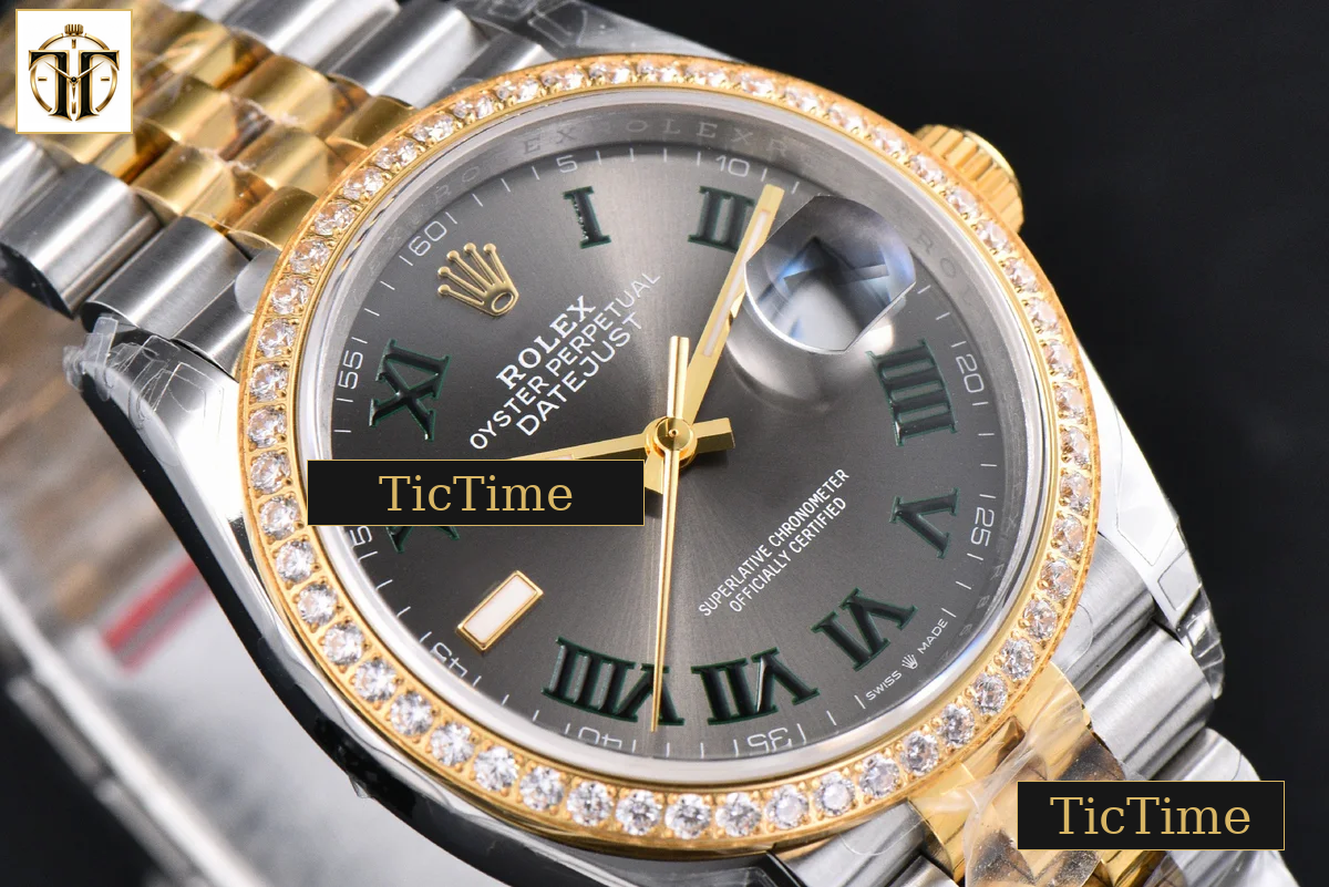 DateJust 126233 36mm VSF YG/SS Diamond Bezel Wimbleton Gray Dial Green Marker Jubilee Bracelet VS3235 — foto 13
