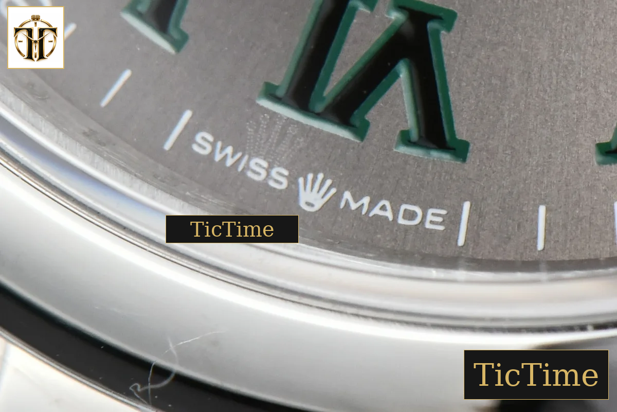 DateJust Smooth Wimbledon 36mm BPF Gray Dial Green Roma Marker Oyster Bracelet A2824 — foto 8