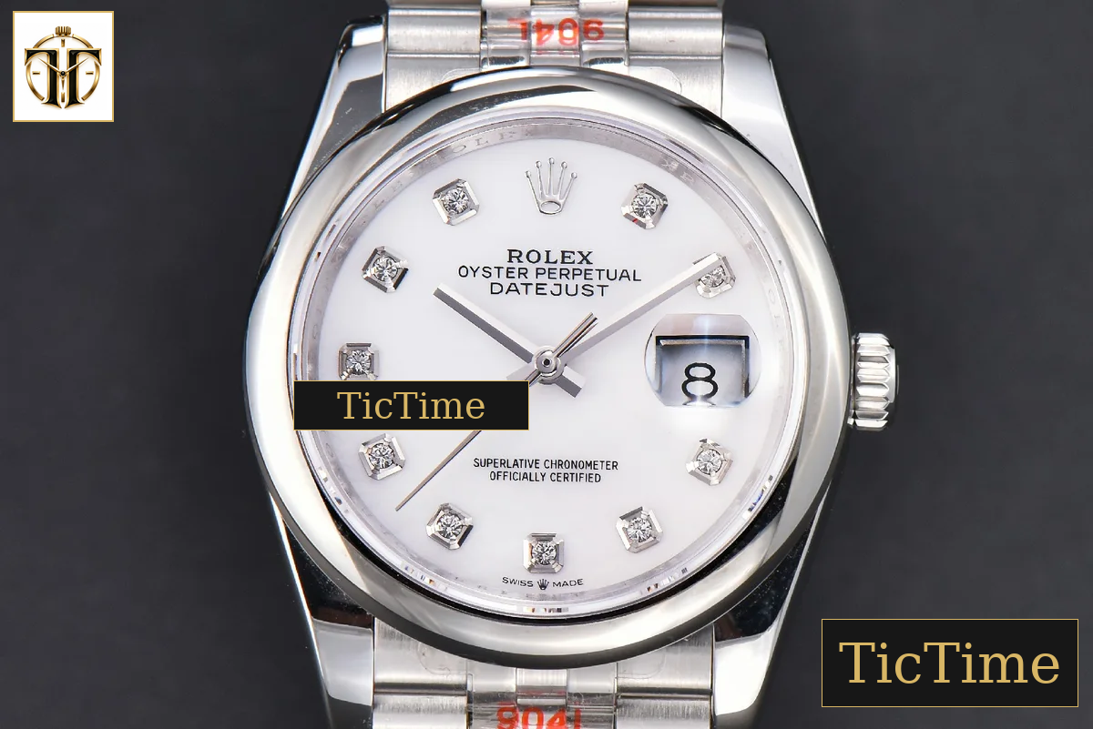 DateJust 36mm GMF SS Smooth Bezel White Dial Diamond Marker Jubilee Bracelet VR3235 — foto 15