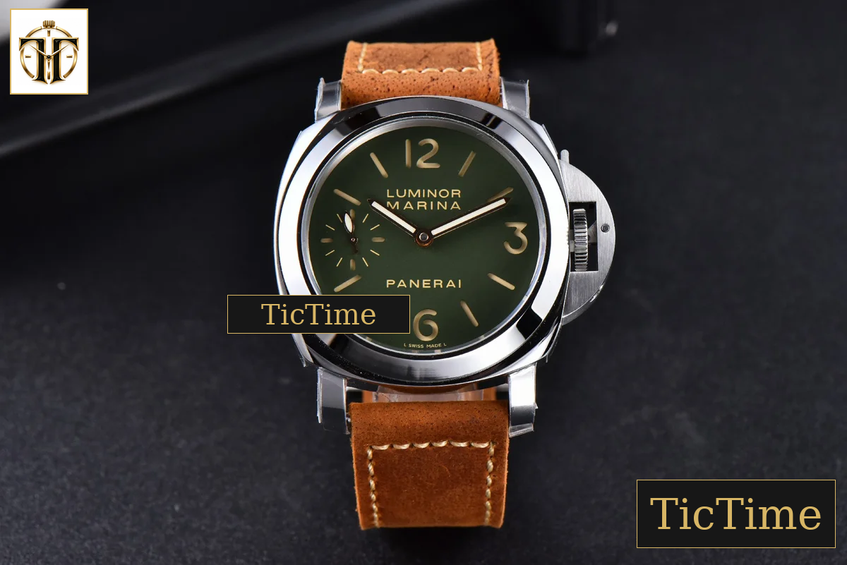 Luminor Marina PAM911 44mm Noob Green Dial Brown Leather Strap A6497 — foto 2