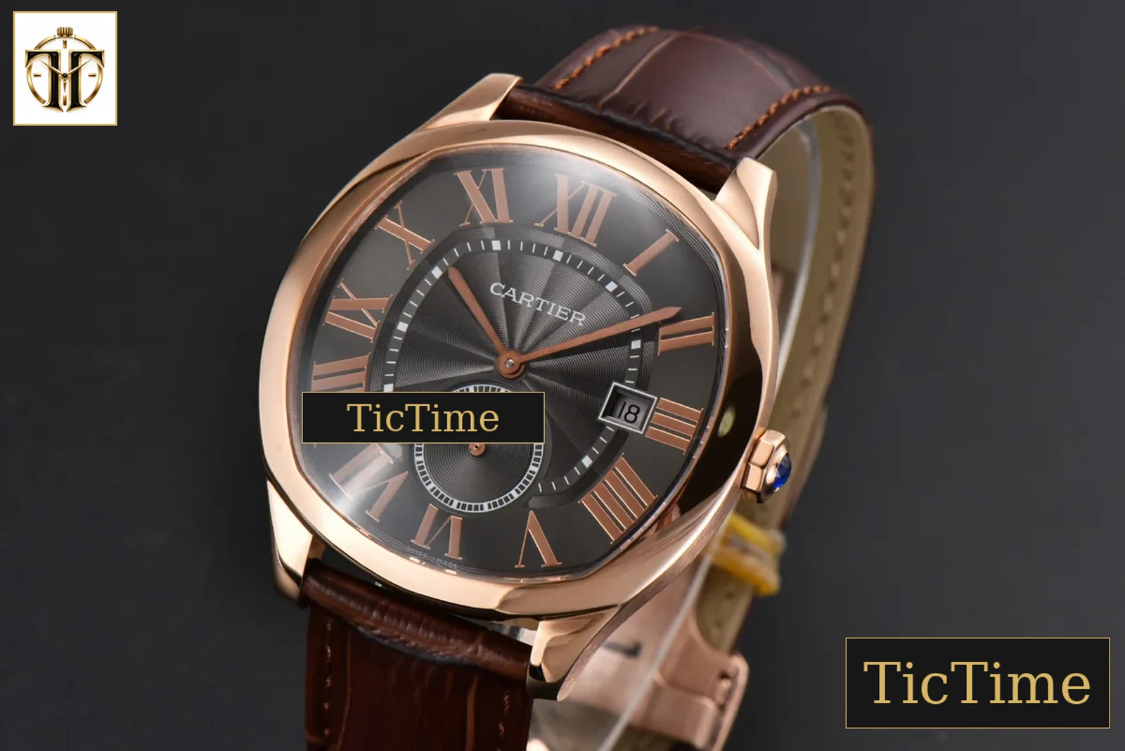 Drive de Cartier 40mm APS RG Gray Dial Brown Leather Strap A23J — foto 4