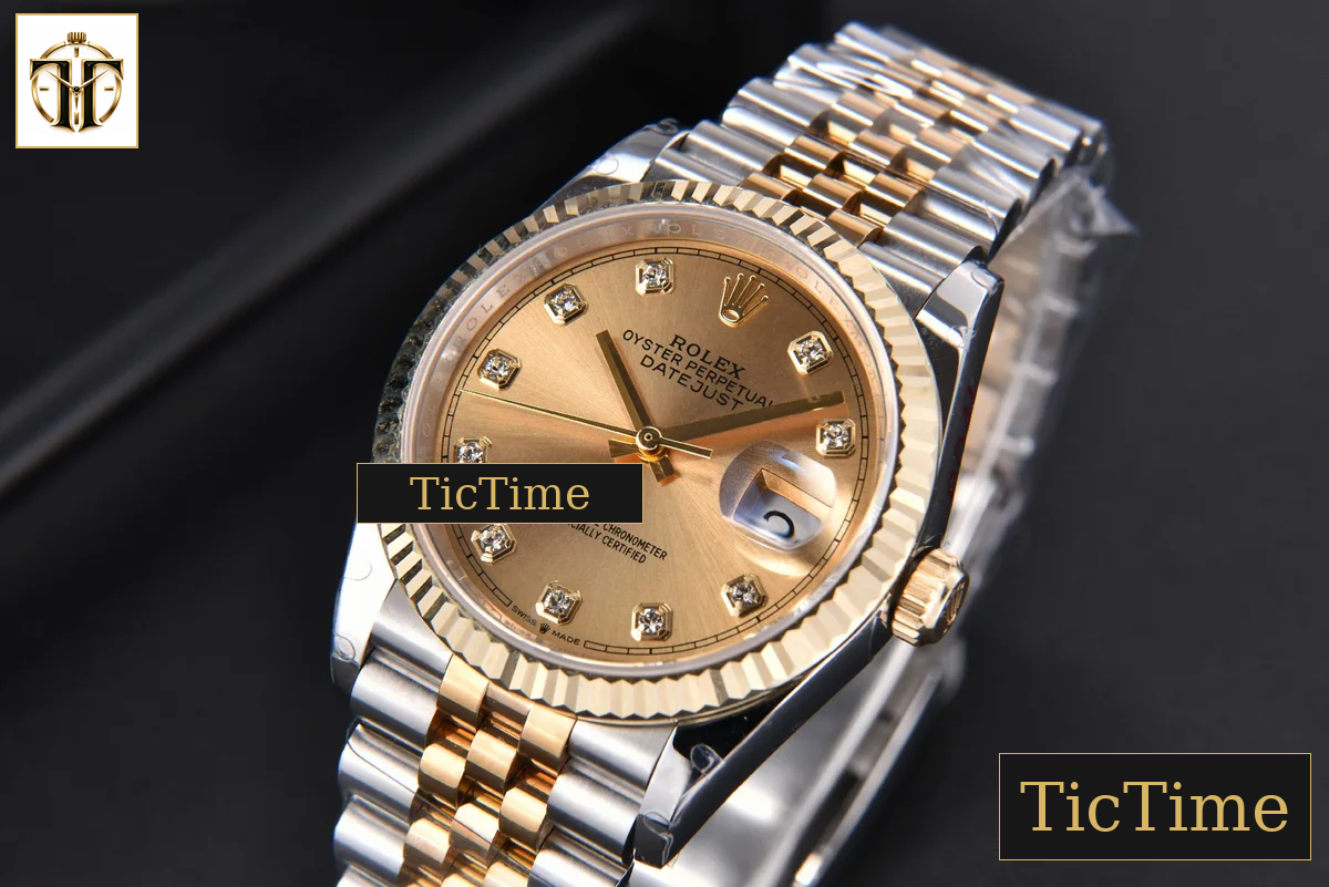DateJust 904L 36mm GMF YG/SS Fluted Bezel YG Dial Diamond Marker Jubilee Bracelet VR3235 — foto 4