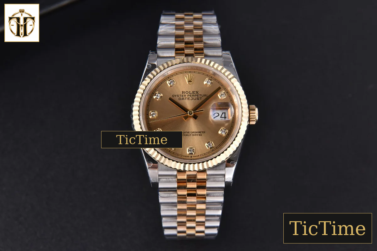 DateJust 904L 36mm GMF YG/SS Fluted Bezel YG Dial Diamond Marker Jubilee Bracelet VR3235 — foto 2