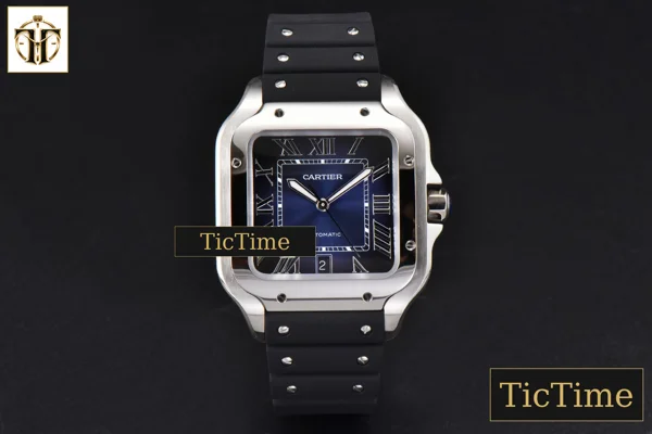Foto frontal — Santos Large 40mm GF Blue Dial Black Rubber Strap Miyota 9015
