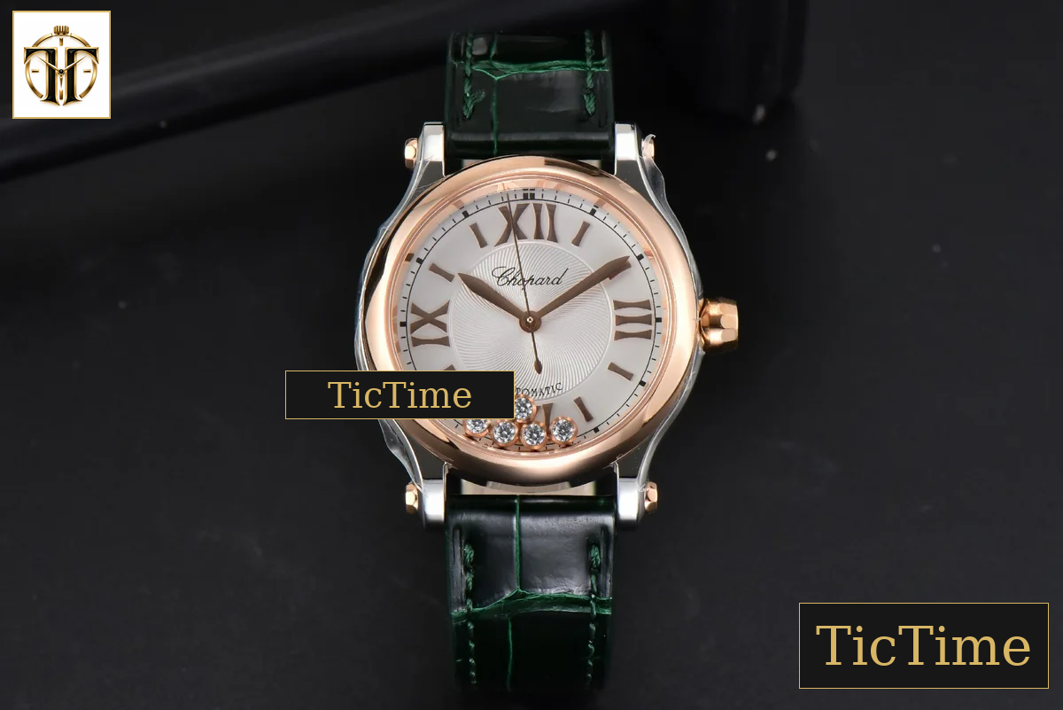 Happy Sport Automatic 33mm HWF RG/SS White Dial Green Leather Strap A2892 — foto 2