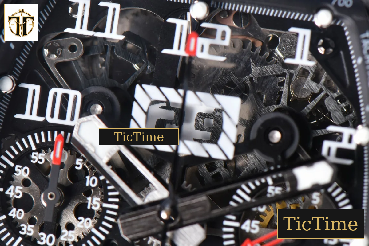 NTPT Chrono RM011 KVF Black Skeleton Dial Black Crown black Rubber Strap V2 A7750 — foto 11