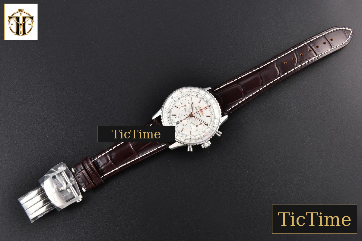 Navitimer B01 43mm BLSF White Dial Brown Leather Strap A7750 — foto 30
