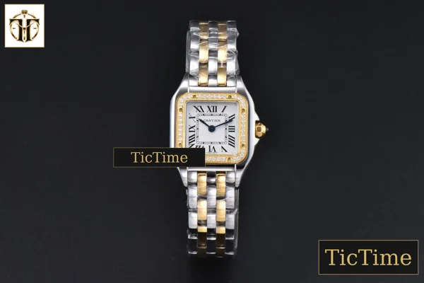 Foto frontal — Panthère 22mm AF SS/YG Diamond Bezel White Dial SS/YG Bracelet Ronda Quartz