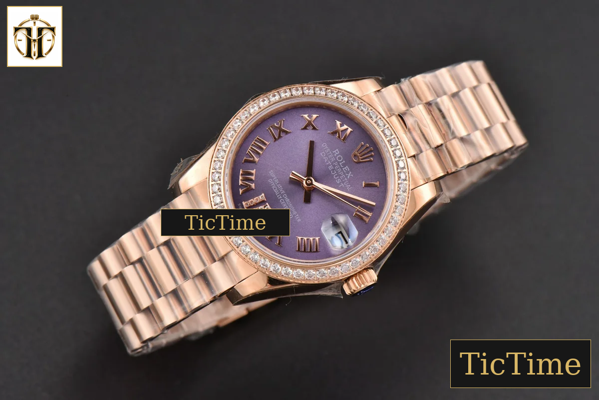 DateJust Ladies 904L 31mm WF RG Diamond Purple Dial Diamond Roma Marker Oyster Bracelet A2671 — foto 15