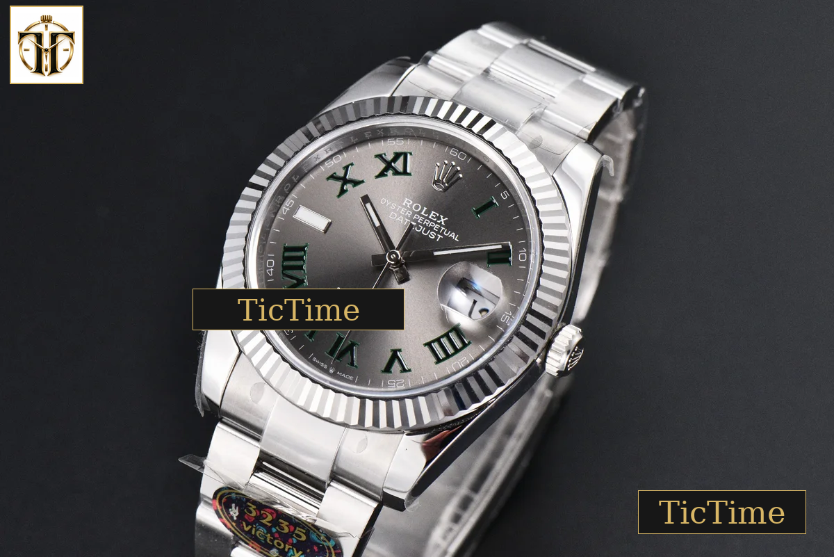 DateJust Wimbledon 126334 41mm VF Gray Dial Green Roma Marker Oyster Bracelet DD3235 — foto 5