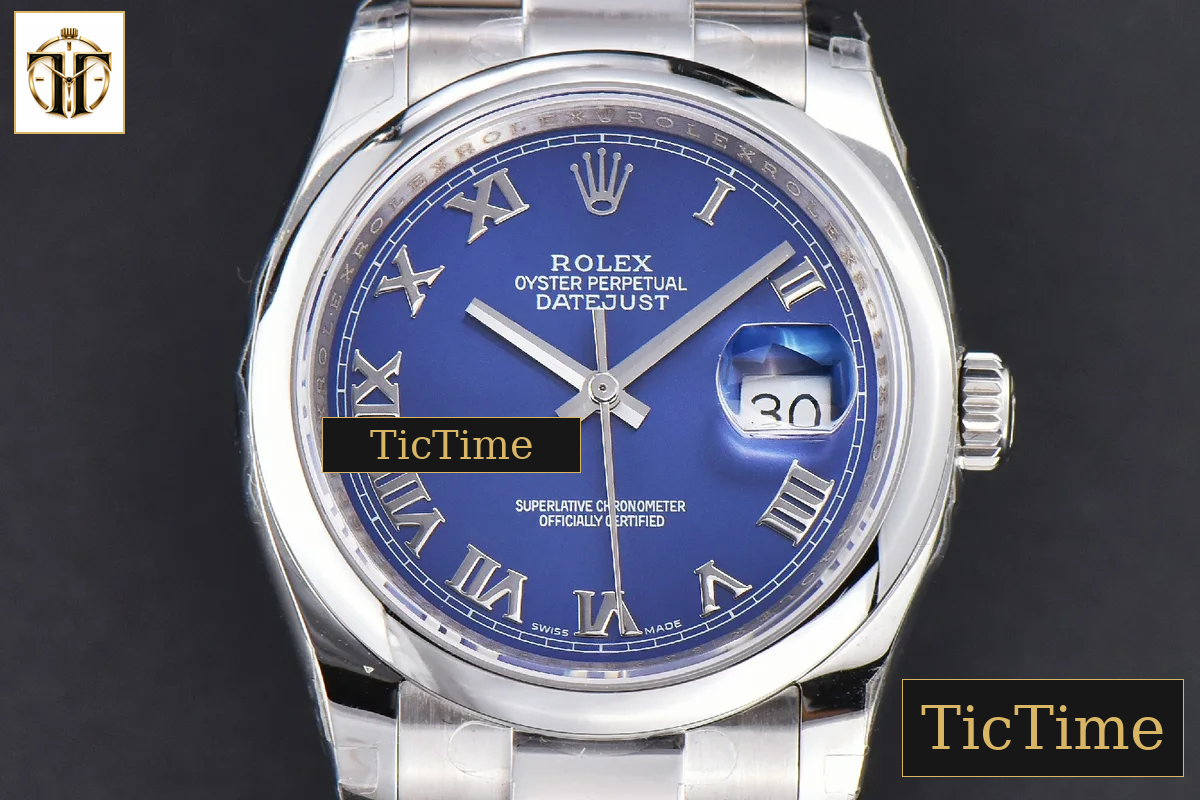 DateJust 36mm GMF SS Smooth Bezel Blue Dial Roma Marker Oyster Bracelet VR3235 — foto 16