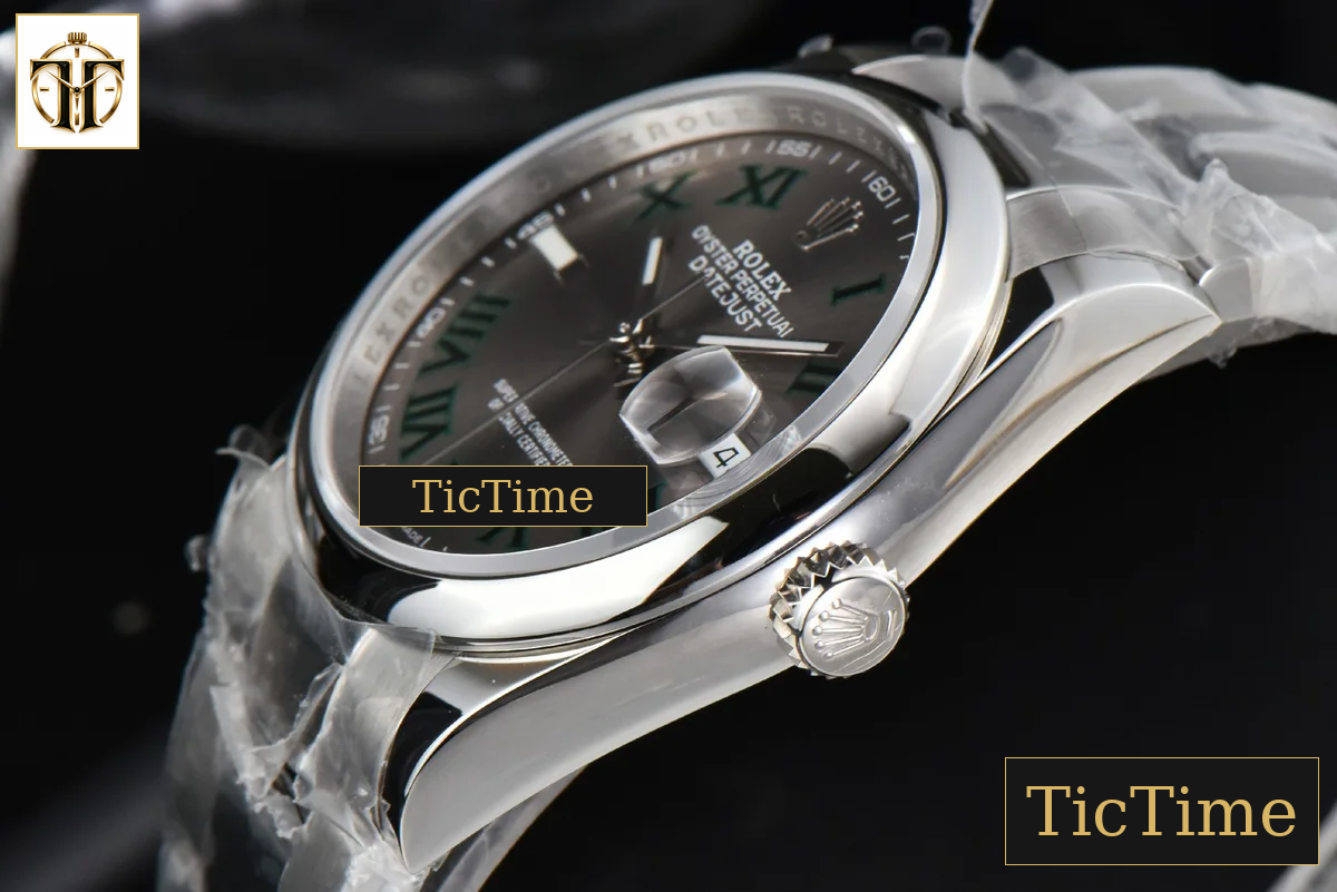 DateJust Smooth Wimbledon 36mm BPF Gray Dial Green Roma Marker Oyster Bracelet A2824 — foto 11