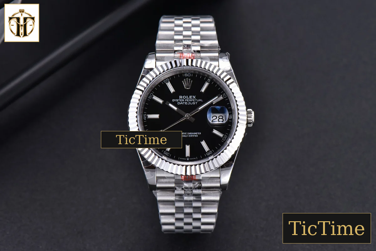 Datejust 41mm GMF SS Black Dial Lume Marker Fluted Bezel Jubille Bracelet VR3235 — foto 3