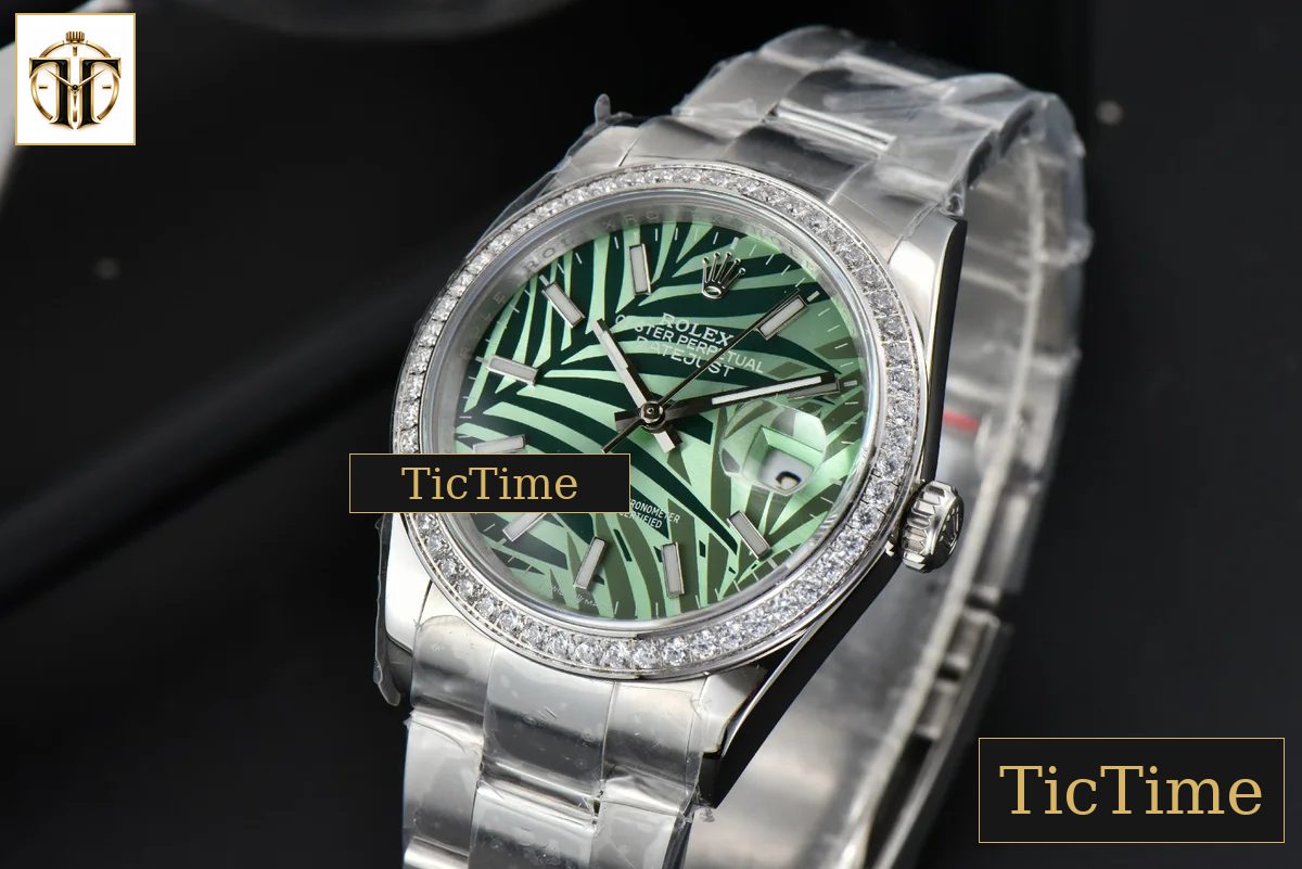 DateJust 36mm BPF Diamond Green Plam Dial Oyster Bracelet A2824 — foto 4