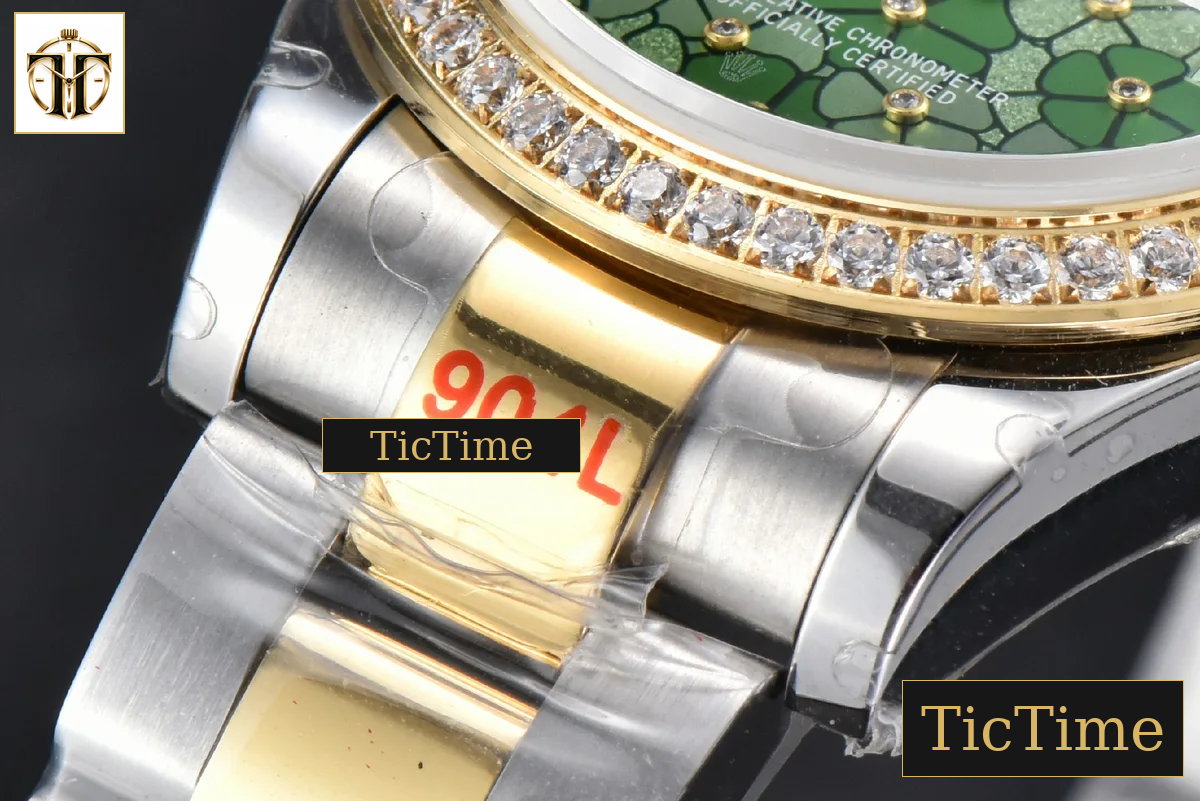 DateJust 904L 31mm GMF YG Diamond Bezel Green Flowers Dial Oyster Bracelet A2824 — foto 10