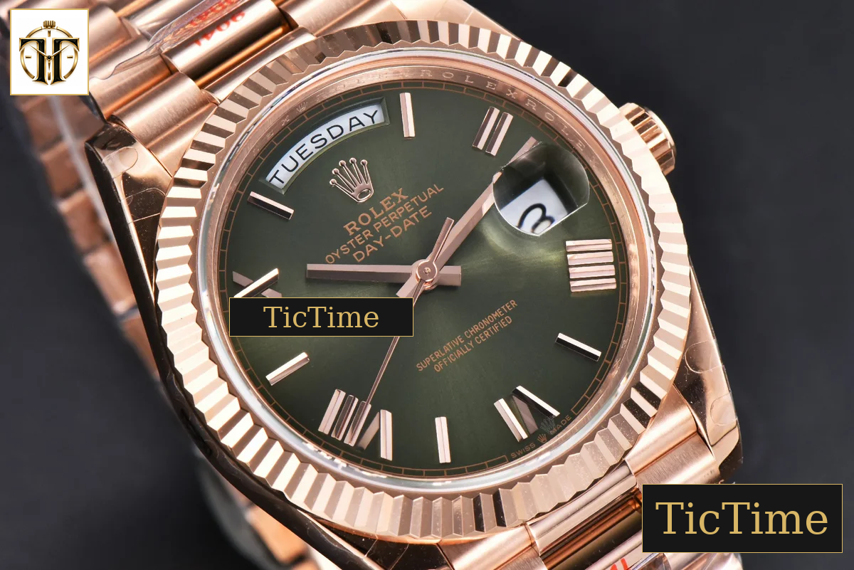 DayDate 40mm GMF RG Green Dial Roma Marker President Bracelet A2836 — foto 13