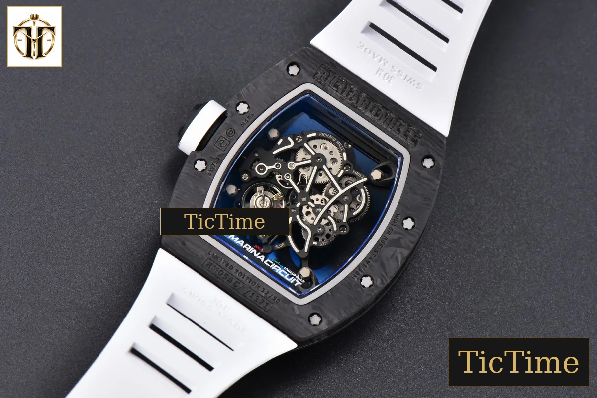 NTPT RM055 43mm ZF Blue Bezel White Crown White Rubber Strap V6 RMUL2 — foto 16