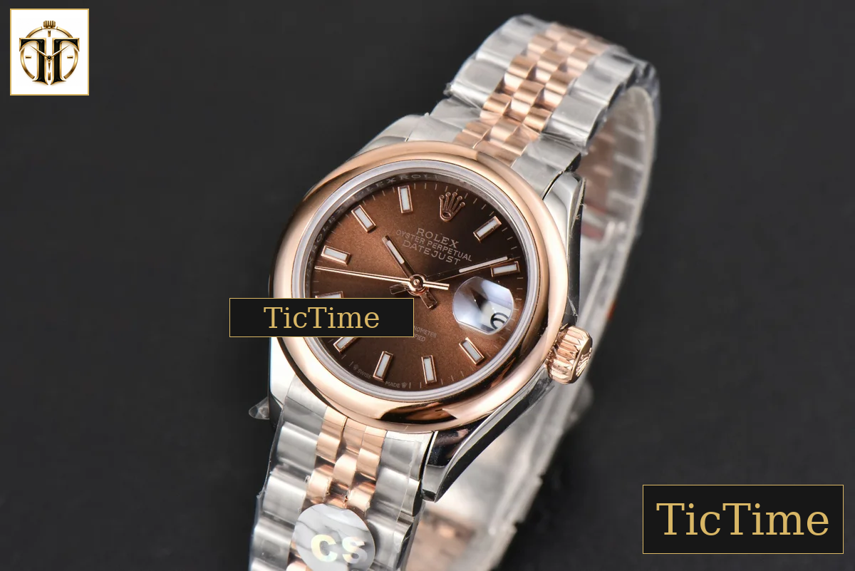 DateJust Ladies 28mm WF RG/SS Smooth Bezel Brown Dial Jubilee Bracelet A2236 — foto 5