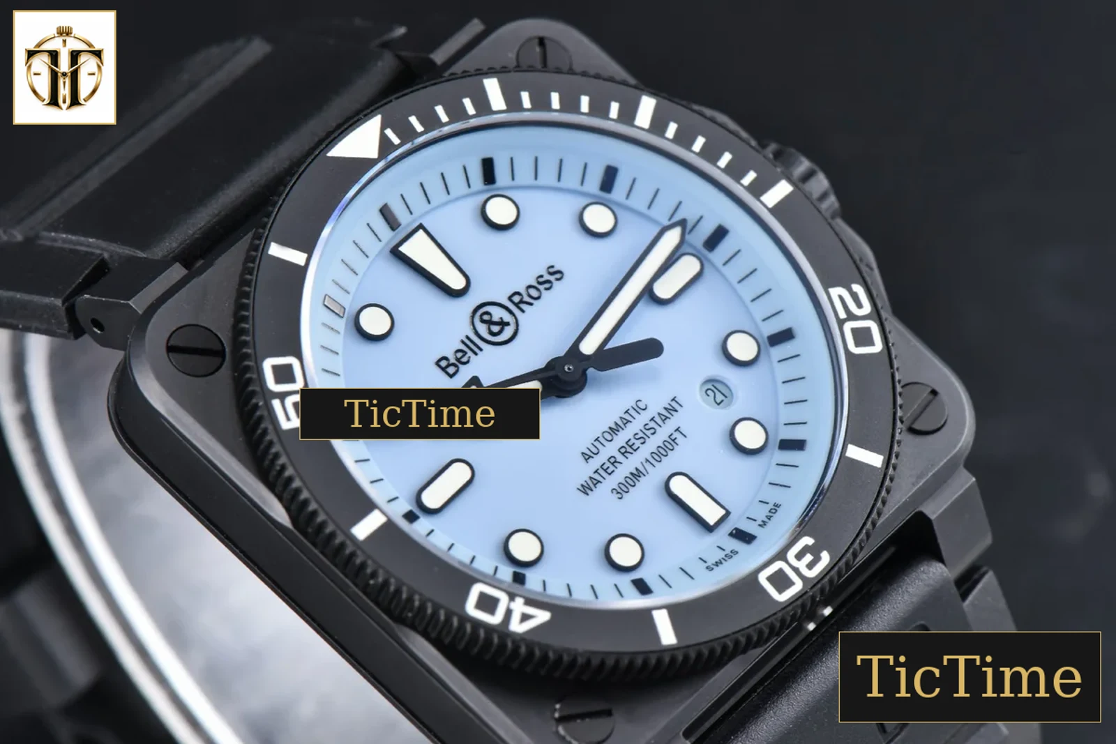 BR03-92 M+F Full Lume Ceramic Case Light Blue Dial Black Rubber Strap A2892 — foto 13