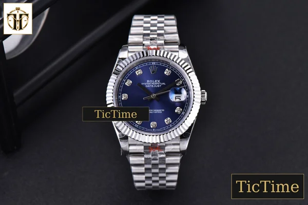 Foto frontal — Datejust 41mm GMF SS Blue Dial Diamond Marker Fluted Bezel Jubille Bracelet VR3235