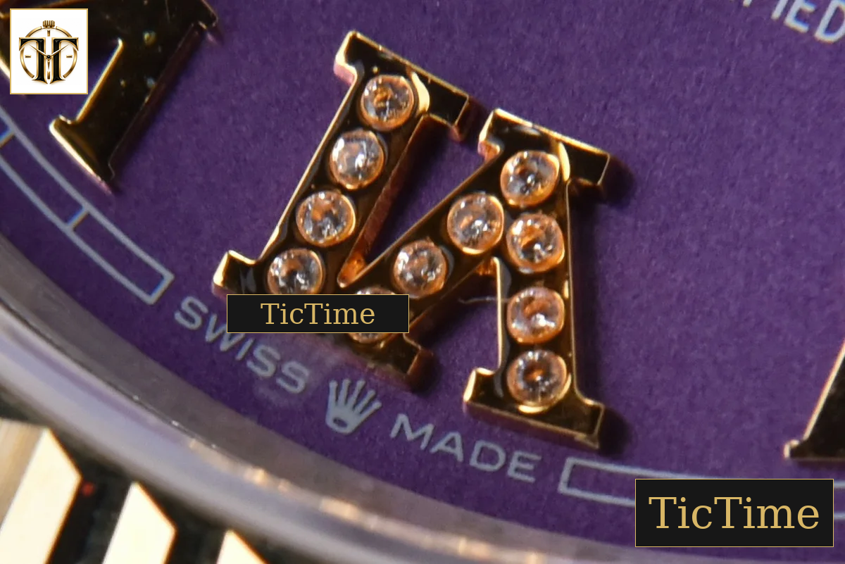 DateJust 904L 36mm GMF YG/SS Fluted Bezel Purple Dial Roma Marker Jubilee Bracelet VR3285 — foto 7