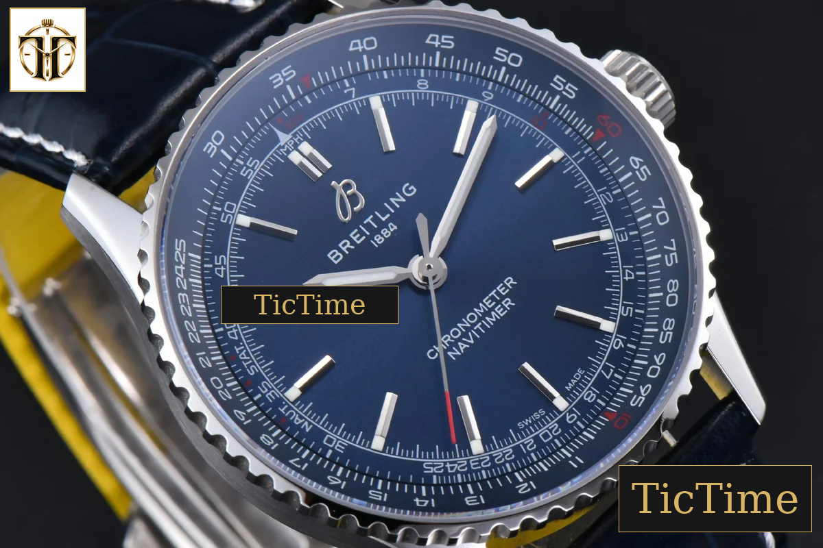 Navitimer Automatic 41mm BLSF SS Blue Dial Blue Leather Strap A2824 — foto 11