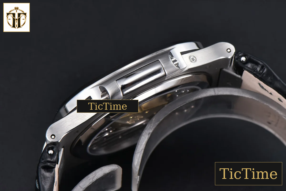 Nautilus 5712 40mm PPF Gray Diamond Bezel Blue Dial Diamond Marker Moonphase Black Leather Strap V3 A240 — foto 16