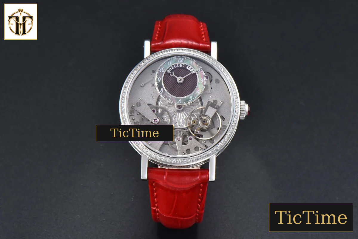 Tradition 7038BB 40mm ZF Diamond White Dial Red Leather Strap A505 — foto 2
