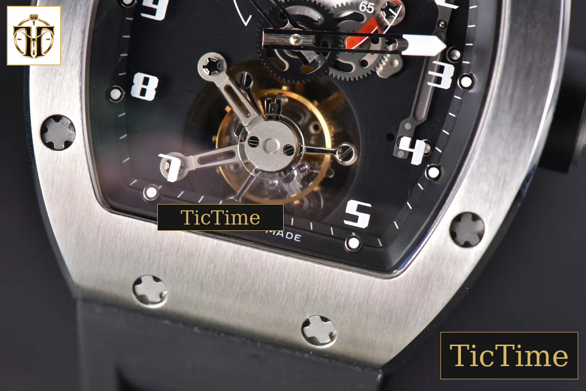 Tourbillon RM001 47mm JBF SS Black Skeleton Dial Black Rubber Strap — foto 7