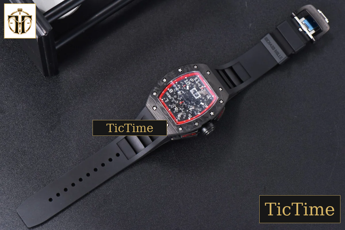 NTPT Chrono RM011 KVF Red Skeleton Dial Black Crown Black Rubber Strap V2 A7750 — foto 21