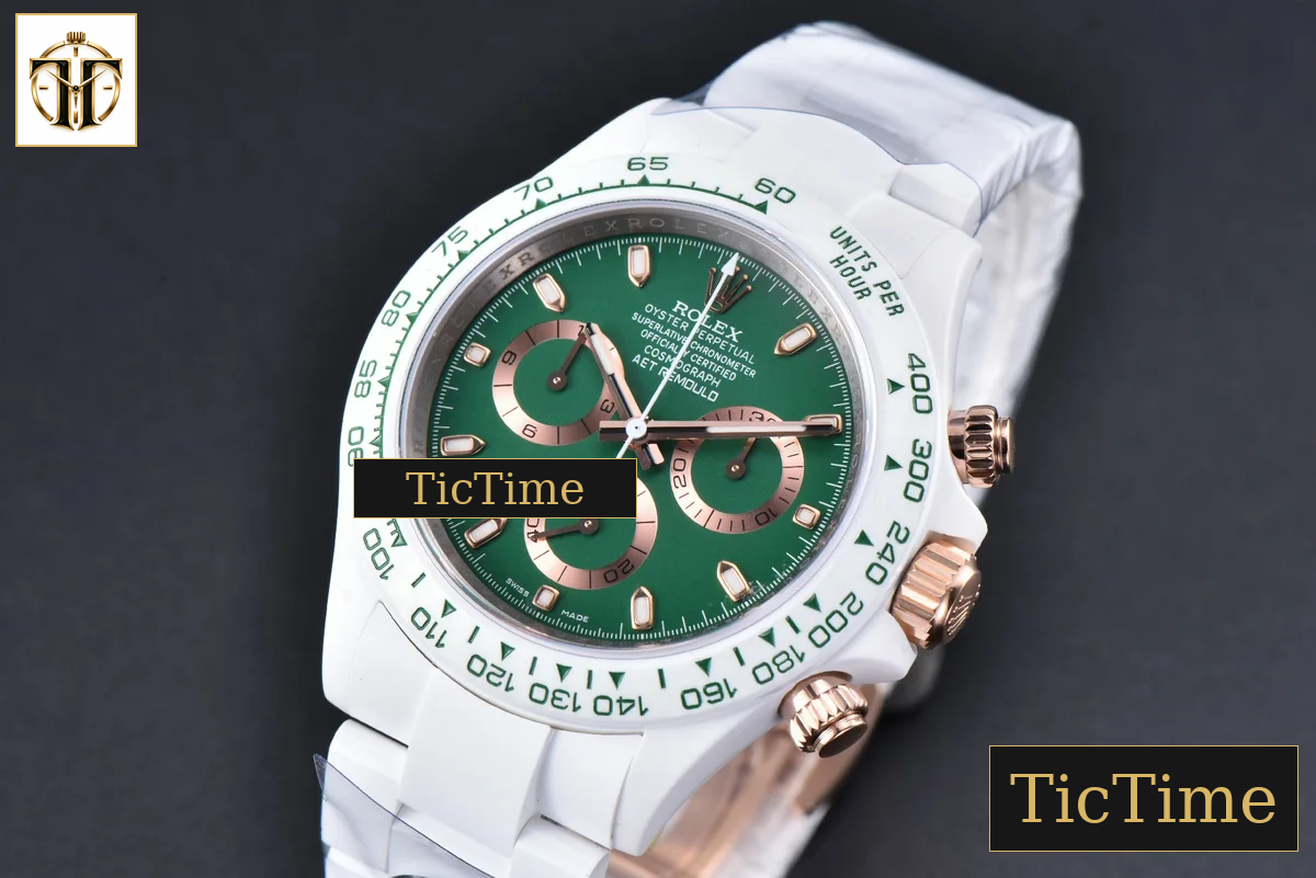 Daytona AET AETF White Ceramic Green Dial Ceramic Bracelet V2 SA4130 — foto 4