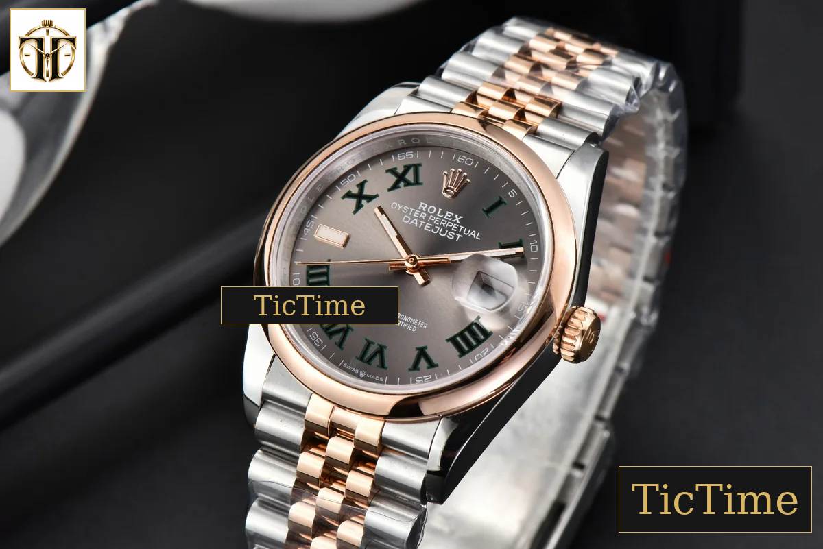 DateJust 36mm BPF RG/SS Smooth Bezel Gray Wimbledon Dial Jubilee Bracelet A2824 — foto 3