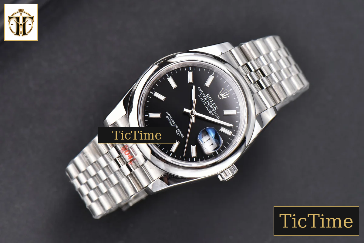 DateJust 36mm GMF SS Smooth Bezel Black Dial Stick Marker Jubilee Bracelet VR3235 — foto 3